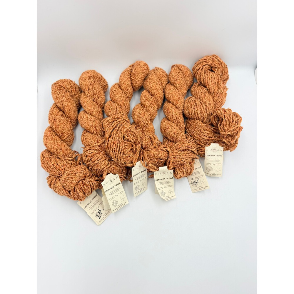 Rowan Summer Tweed Yarn 6 Hanks Same Lot Orange SH542 Silk Cotton 50g